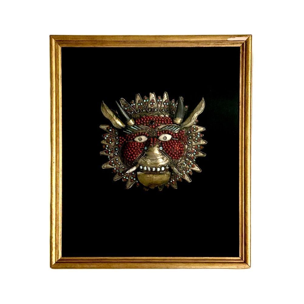Vintage Copper Repousse Ritual Mask Of Mahakala